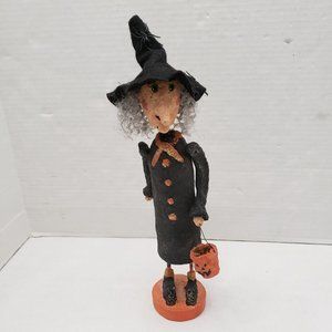 Monnie Wilson Signed Papier Mache Folk Art Witch Display Decor Fall Halloween